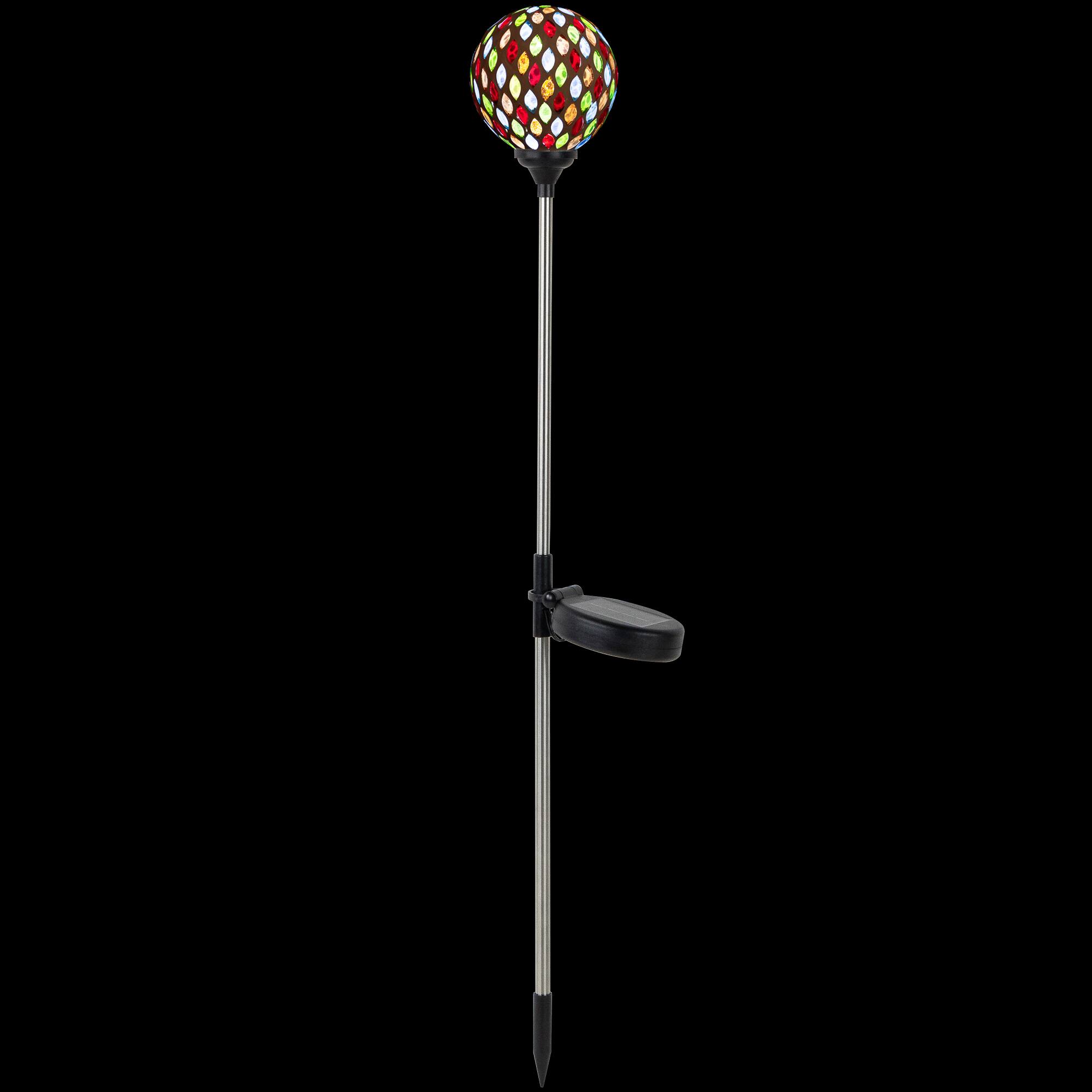 30" Mosaic Stained Glass Solar Powered LED Pathway Markers, 2ct.